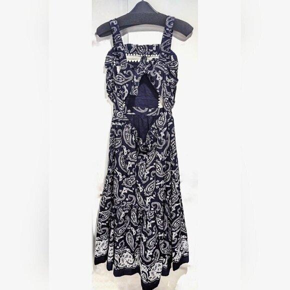 Nwt Sea Ny | Theodora Apron Dress In Blue Paisley - Picture 4 of 16